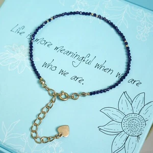 Natural Blue Goldstone Bracelet Blue Sandstone Gemstone Bracelet Anklet Handmade - Picture 1 of 3