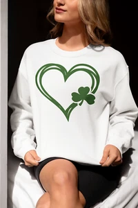 Super cute St. Patrick's day Shamrock Heart white T shirt, Sweatshirt or T shirt - Picture 1 of 8