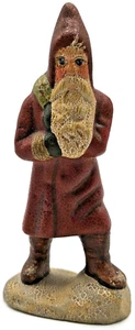 Vaillancourt schreitend Belsnickel mit Tasche Volkskunst Kreidegeschirr Weihnachtsfigur - Bild 1 von 10