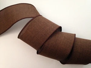 Brown Ribbon, 2 1/2" Wide, Wired Edge, 5 YARDS - Picture 1 of 3