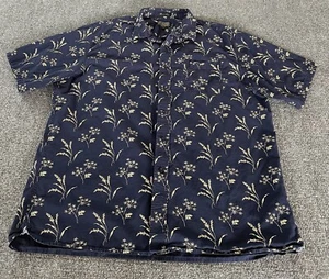 Pendleton Shirt Blue Brown Wheat Geometric Allover Print Short Sleeve - Picture 1 of 10
