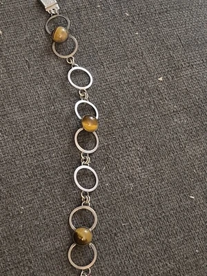 Pulsera de plata de ley 925 ojo de tigre vintage 7,5" Foto 1 de 4