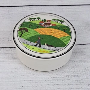 Villeroy & Boch Design Naif runde Porzellan Volkskunst Schmuckdose Jäger & Hund - Bild 1 von 13