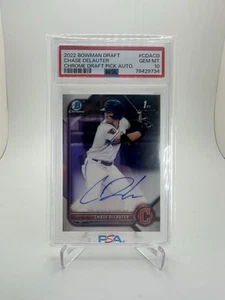 Bowman Draft Chase Delauter 2022 cromo primer automático PSA 10 autógrafo Guardianes - Imagen 1 de 8