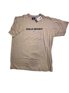 Vintage Polo Ralph Lauren Tan T-shirt Size Large Screen Print Logo - Picture 1 of 1