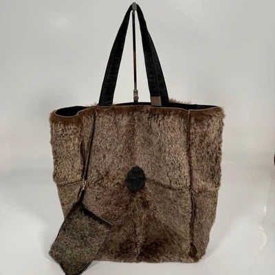 Bolso de Mano Chanel Lapin Piel de Conejo Vintage Marrón con Mini Bolsa Vintage Auténtico Foto 1 de 4