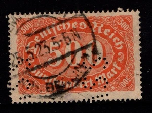 Germany 1922 1923 Inflation 500 marks orange SG240 Mi 251 Used perfin ASS - Bild 1 von 1