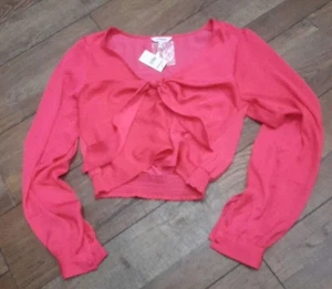 EXPRESS ~ New! NWT Small ~ Pink Silky Scarf Tie Banded Crop Shirt , Reg $49.50 - Picture 1 of 6