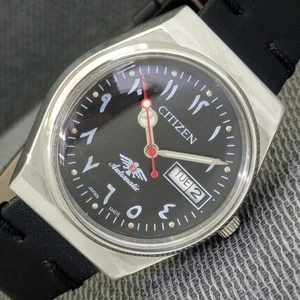 JAPAN VINTAGE CITIZEN AUTOMATIC 8200 MENS ARABIC BLACK COLOR DIAL WATCH a1907-U - Picture 1 of 10