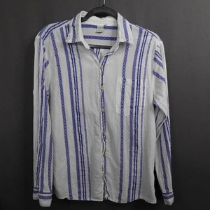 Top para mujer pequeño azul blanco tejido transparente costero fresco artístico boho de gran tamaño - Imagen 1 de 11