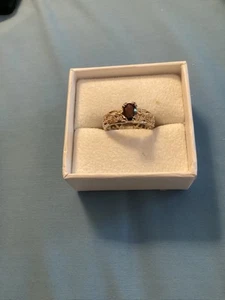 Jean Lin Sterling Silver Filigree Ring Size 7.5 - Ruby? Stone - Picture 1 of 4