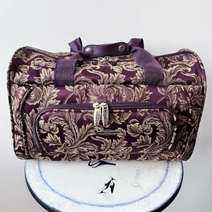 Vintage Pierre Cardin Jacquard Purple Travel Carry On Weekend Bag - Picture 1 of 15