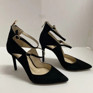 Black Suede Stiletto Heels Sz 8.5M Pointed Toe Strappy By Jessica Simpson - Bild 1 von 5