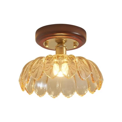 Lámpara de techo de vidrio ámbar de 10" de montaje semi empotrado lámpara de pasillo de colección,... Foto 1 de 4