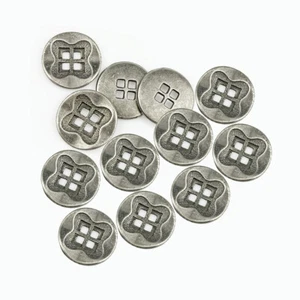 12pz Finestra con Motivo Floreale 4 Fori Piatto Bottone Metallo Fai da Te Cucito Abbellimento - Foto 1 di 4