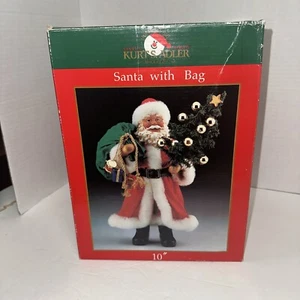 Kurt Adler SANTA W/ BAG 10" Figurine Fabric Mache Tree Gold Ball Ornaments W1923 - Picture 1 of 4