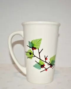 Taza alta de cerámica Starbucks Holiday Christmas 2011 blanca grande 21 oz muérdago - Imagen 1 de 4