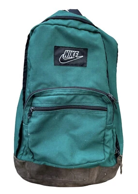Mochila de cuero verde bosque Nike vintage años 90 rara hecha en Corea Foto 1 de 4