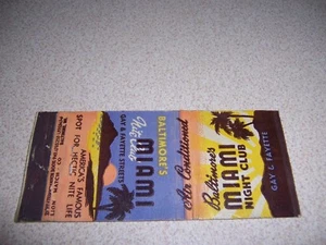 1940s MIAMI NITE CLUB BALTIMORE MD. VTG MATCHBOOK COVER - Picture 1 of 2