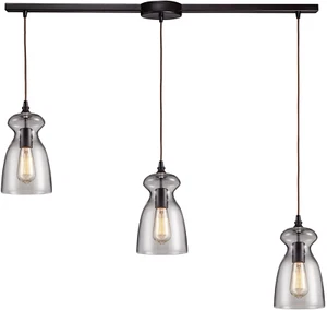 ELK Lighting Menlow Park 043 3-Light Linear Pendant, Bronze/Clear - 60043-3L - Picture 1 of 5