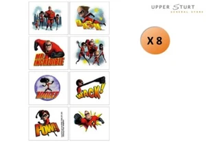 Incredibles 2 Tattoos 8 Perforations Party Favours Party Supplies FAST SHIPPING - Picture 1 of 1
