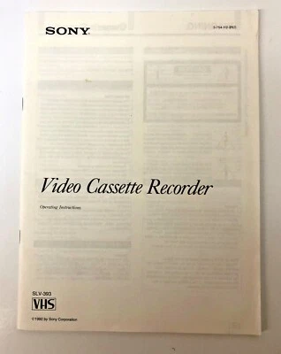 Sony video Cassette Recorder Model SLV-393  Manual - Image 1 of 2