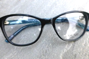 Ascari 045 Schwarz & Blau Seiten Brille Brillengestell 52mm eye NEU - Bild 1 von 6