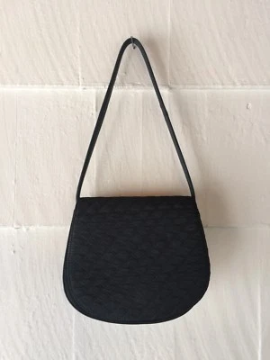  Bolsa/bolsa de mão BALDINI couro envernizado preta pequena acolchoada frontal  - Imagem 1 de 4