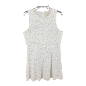 Michael Kors Damen Kleid Blumen Spitze 10 Ärmellos Weiß Karriere Freizeit Sommer - Bild 1 von 9