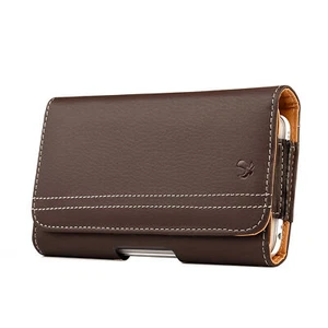 Men Brown Belt Clip Holster Cell Phone Pouch For Samsung Galaxy S24 / S23 / S22 - Picture 1 of 6