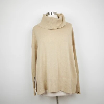 TOMMY HILFIGER Women's M - Tan long sleeve mock neck knit loose fit wool sweater - Image 1 of 4