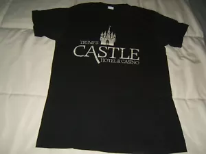 vintage 80s TRUMP CASTLE HOTEL & CASINO Cotton Blend T-Shirt Sz L Black - Picture 1 of 6