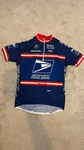Nike Cycling US Post Office Jersey Mens Medium Blue Biking Pockets Italy Made - Picture 1 of 9