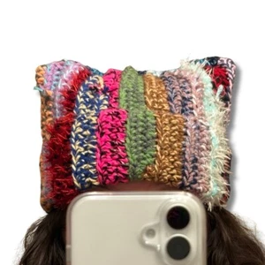 Garnreste Handarbeit gehäkelt Katzenohr Beanie mit Krempe, Erwachsenengröße, Unisex, Trendy - Bild 1 von 3