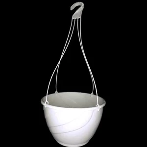 12" WHITE Plastic Hanging Baskets {Set of 10} - DECO SWIRL - Picture 1 of 12