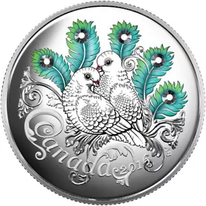 2016 Canada Celebration of Love' Crystalized Proof $10 Fine Silver Coin - Picture 1 of 5