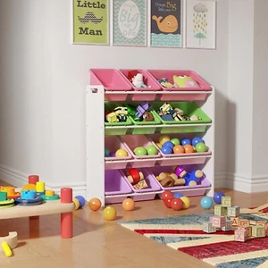 Kids Toy Storage Rack Unit 16 Boxes Removable Bins Freestanding Toy Organizer UK - Picture 1 of 6