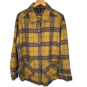 Karen Kane Womens XL Yellow Plaid Shirt Jacket Lightweight Coat Tweed USA Made - Picture 1 of 15