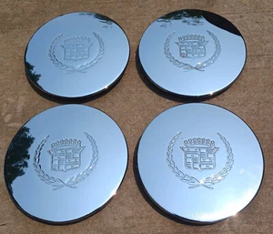 Cadillac DeVille Seville center cap set of 4, chrome 1991-1999 p/n 3543663 nice! - Picture 1 of 3