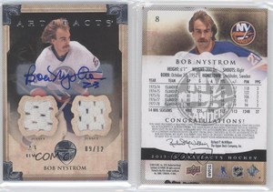 2013-14 Upper Deck Artifacts Silver Jersey/Jersey Auto /12 Bob Nystrom #8 Auto