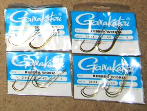 4 pks - Gamakatsu 4/0 Worm Hooks #01114 -- Size 4/0 Bronze - 5 per pack - New - Picture 1 of 1