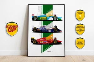 Ganadores de la temporada 1994 F1 estampado Schumacher Hill Berger Benetton B194 Williams - Imagen 1 de 4