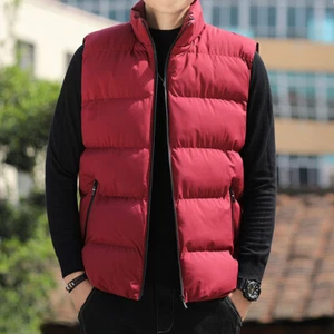 Men Quilted Padded Waistcoat Gilet Bubble Puffer Jacket Zipped Pocket Slim Warm - Picture 1 of 16