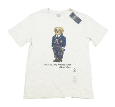 Polo Ralph Lauren Boys Grey Heather Polo Bear Graphic Crew-Neck T-Shirt - Image 1 of 3