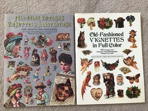 Lot of 2 Old-Fashioned Victorian Vignettes and Illustrations Books 1983/1988 - Bild 1 von 15