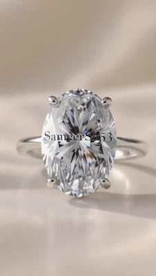 💍 Anillo Elegante Estilo SameerSh53 Plata Diamante Gris Corte Ovalado 3 Ct Foto 1 de 4