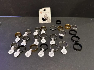 Lote de anillos de plata de acero inoxidable bandas unisex para hombre y mujer joyería Foto 1 de 4