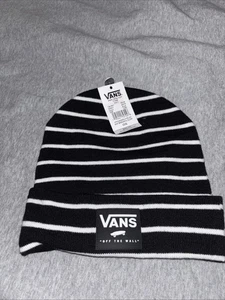 VANS BREAKIN GORRO TEJIDO TOQUE DE QUEDA PUÑO SOMBRERO ADULTO NEGRO BLANCO VN0A5GUV2UC MUJER - Imagen 1 de 5