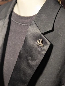 VINTAGE HORSE & JOCKEY STIRRUP STICK PIN BROOCH LAPEL PIN SILVERTONE 2 1/2 INCH - Picture 1 of 8