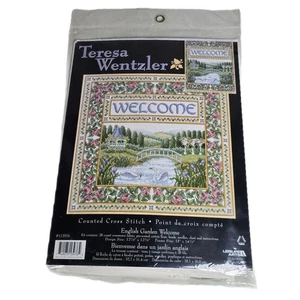 Teresa Wentzler "English Garden Welcome" Kit Punto de Cruz Contado #113976 NUEVO - Imagen 1 de 5